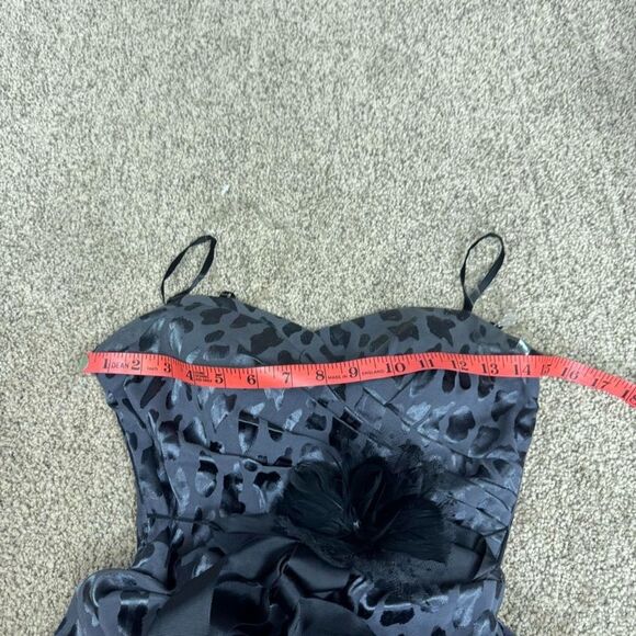 Le Chateau Vintage Y2K Grey Leopard Bow Formal Mini Dress - Picture 11 of 12